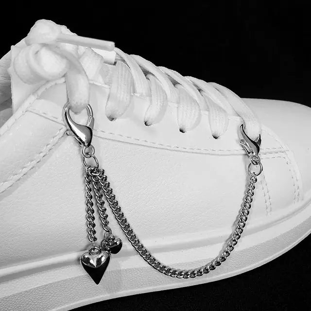 Double Layer Pearls Heart Shoe Buckles